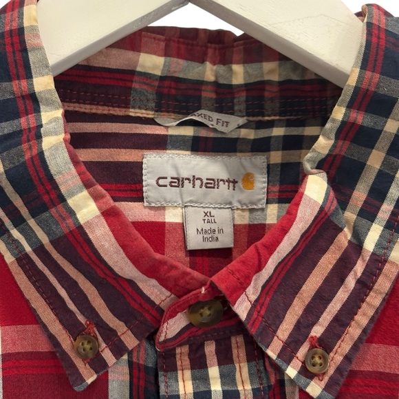 Carhartt Plaid Relaxed Fit Short Sleeve Button Down Shirt Size XL 100% Cotton - Picture 3 of 6